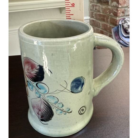 Noe Sure Mexico Hand Painted Tonala Large Mug Stein Vintage Folk Art Floral - Picture 8 of 10